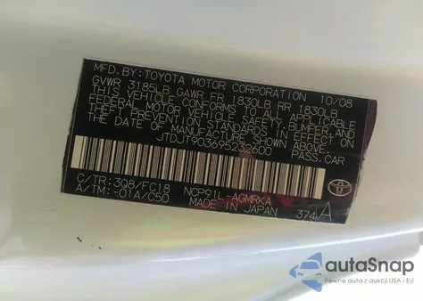 2009 Toyota Yaris из США, поврежденный, VIN JTDJT903695232600